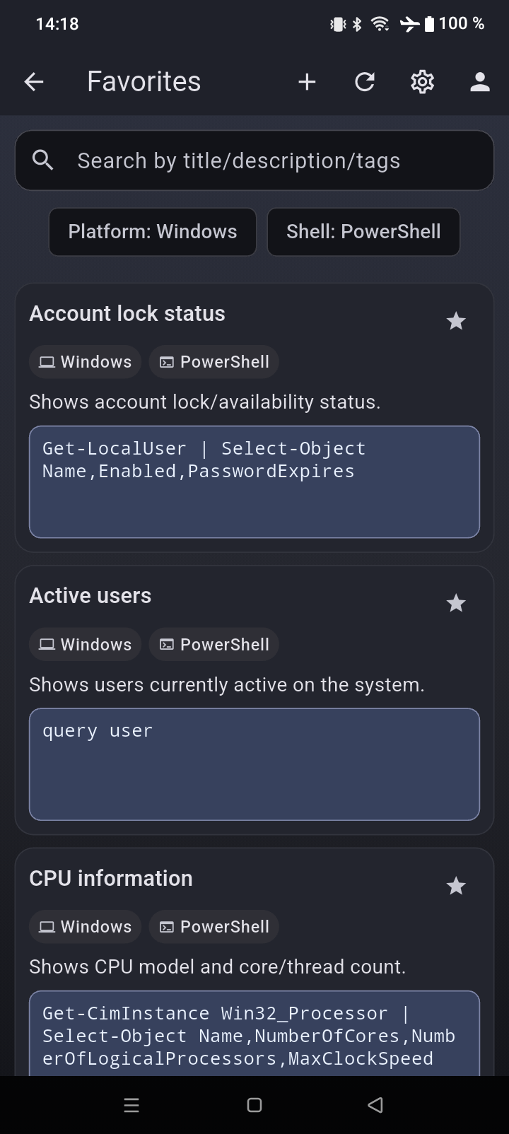 SysOpsKit command details on Android